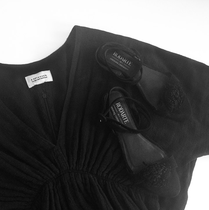 A Detacher Black Gauze Dress and Rodarte Black Suede Pom Sandals Women's Fashion Spring 2013 | DeSmitten