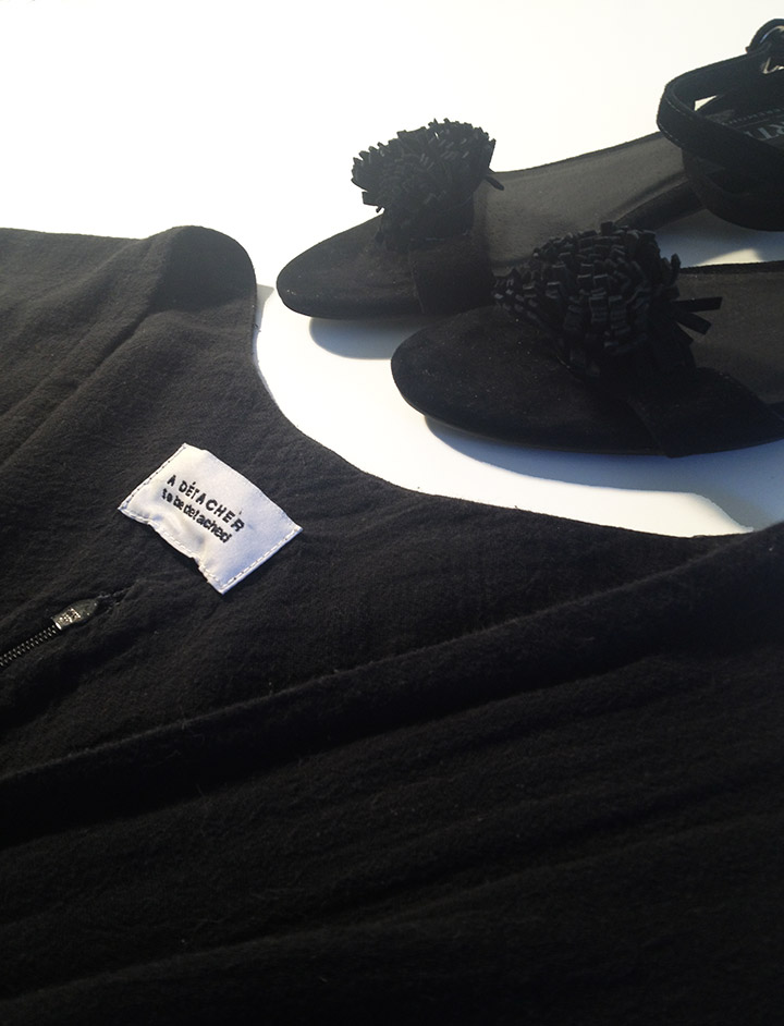 A Detacher Black Gauze Dress and Rodarte Black Suede Pom Sandals Women's Fashion Spring 2013 | DeSmitten