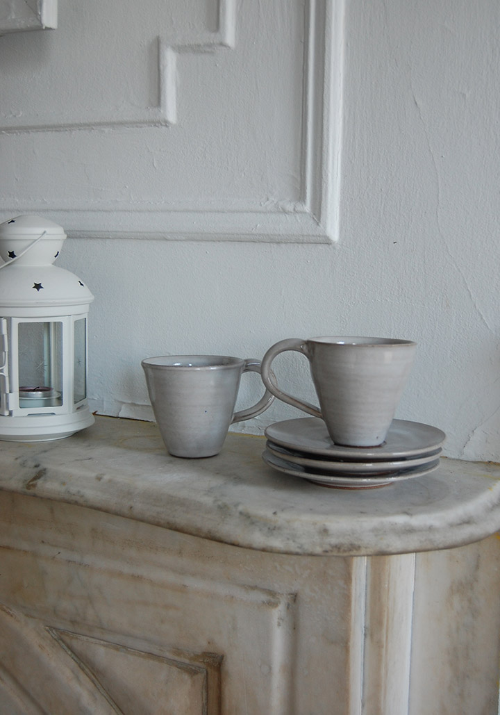 One to Watch- Brooklyn Based Potter Helen Levi Grey Ceramic Tea Cup and Saucer | DeSmitten