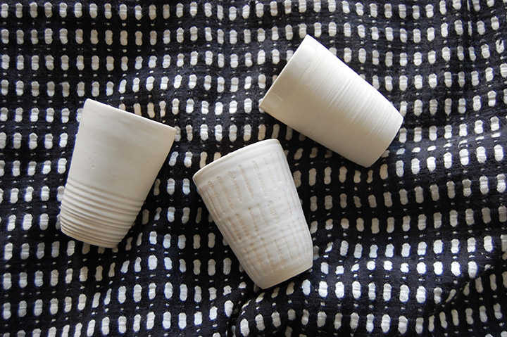 One to Watch- Brooklyn Based Potter Helen Levi White Textured Ceramic Cups | DeSmitten